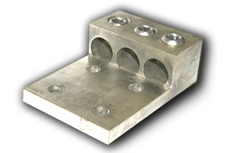 DROF Terminal mecánica de aluminio, 3 conectores 4 barrenos